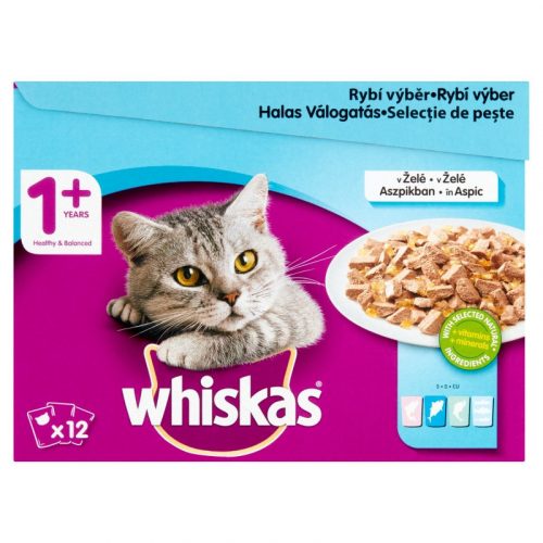 Whiskas alutasak 12-pack halas válogatás aszpikban 12x85g Multipack