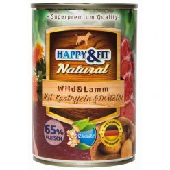   Happy&Fit Natural Dog Konzerv Vadhús & Bárány Burgonyával & Sáfrányolajjal 400g