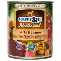   Happy&Fit Natural Dog Konzerv Vadhús & Bárány Burgonyával & Sáfrányolajjal 800g