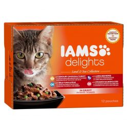   Iams Cat Delights LAND & SEA IN GRAVY multipack, többféle íz, ízletes szószban 12x85g