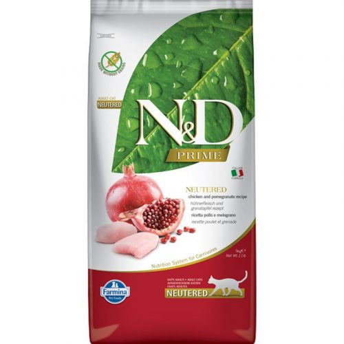 N&D Cat Prime csirke & gránátalma Adult ivartalanított 5kg