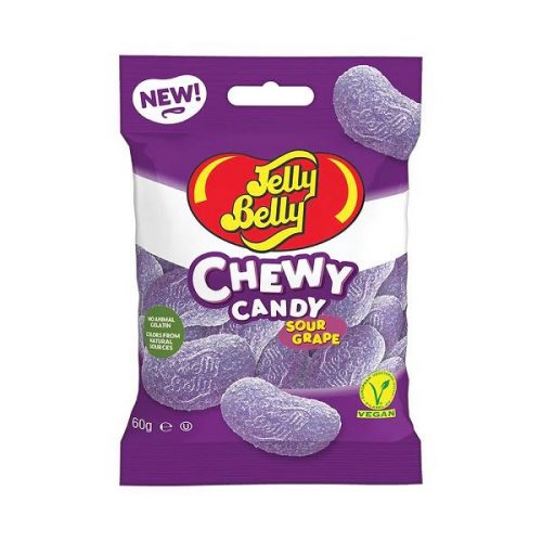 Jelly Belly Chewy Candy Sour Grape szőlő ízű savanyú rágós vegán cukorka 60g