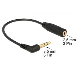   DeLock Audio Cable Stereo jack 3,5 mm 3 pin male angled > Stereo jack 2,5 mm 3 pin female