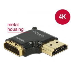   DeLock Adapter High Speed HDMI with Ethernet – HDMI-A female > HDMI-A male 4K 90° angled right Black