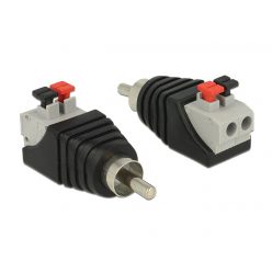   DeLock Adapter RCA male > Terminal Block with push button 2 pin