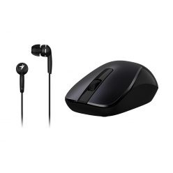   Genius MH-7018 wireless mouse Black + In-ear Headset Set Black