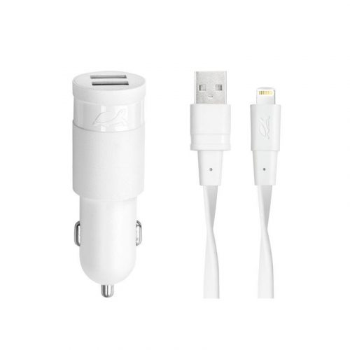 RivaCase RivaPower VA4225 WD2 EN car charger (2xUSB/3,4A) with MFi Lightning cable White