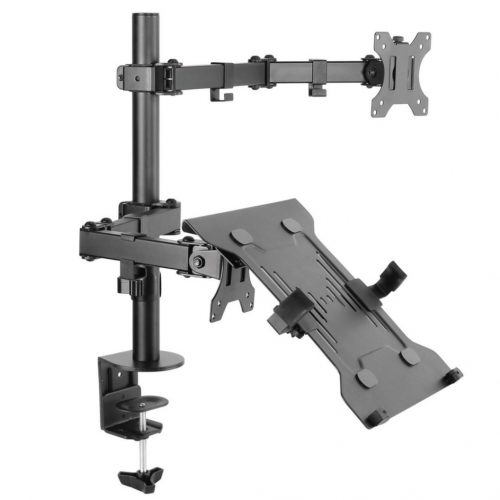 EQuip 13"-32" Articulating Dual Arm Monitor Laptop Desk Mount Bracket Black