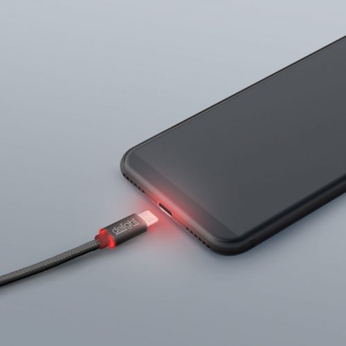 Delight MicroUSB Adatkábel LED 1m Black