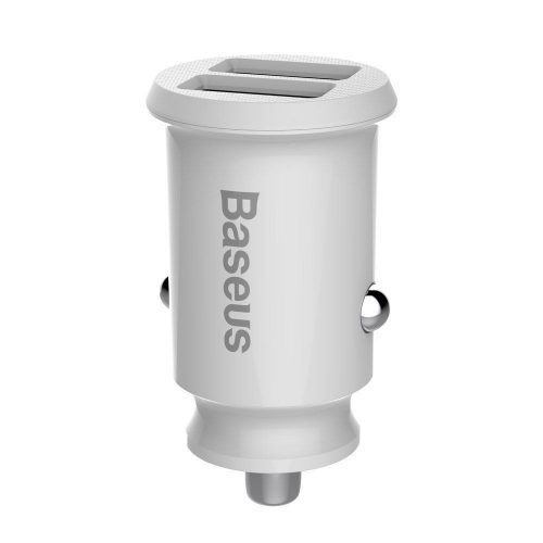 Baseus Grain Car Charger Mini Universal Smart Car Charger White