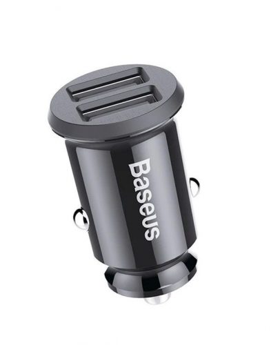 Baseus Grain Car Charger Mini Universal Smart Car Charger Black