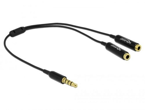 DeLock Audio splitter stereo jack male 3.5 mm 4 pin > 2x stereo jack female 3.5 mm 4 pin 25cm cable