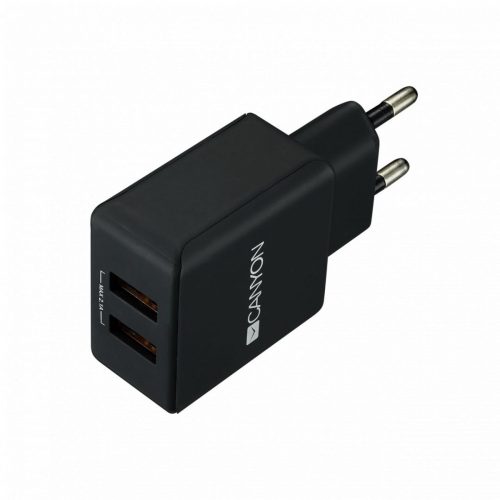 Canyon CNE-CHA03B Lightweight Double-USB Wall Charger Black