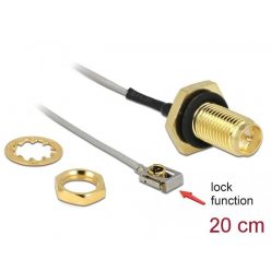   DeLock Antenna Cable RP-SMA jack bulkhead to MHF® I LK plug 1.13 20cm thread length 10mm splash proof