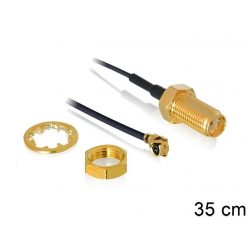   DeLock Antenna Cable SMA jack bulkhead to MHF® I plug 1.37 35cm thread length 10mm