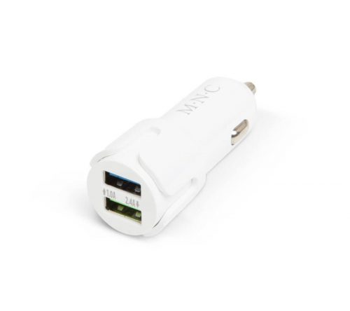 M.N.C Szivargyújtó adapter - 2 x USB - 2,1A Fehér