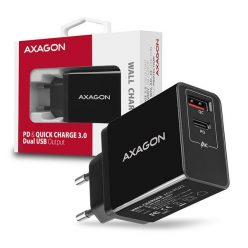   AXAGON ACU-PQ22 Wall Charger PD & Quick Charge 3.0 Dual USB Output 22W Black