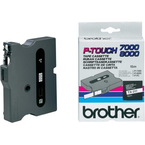 Brother TX-211 Laminált P-touch szalag (6mm) Black on White - 15m