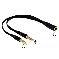   DeLock Headset Adapter 1x3.5mm 4 pin Stereo jack female to 2x3.5mm 3 pin Stereo jack male