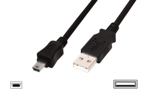 Assmann USB 2.0 connection cable, type  A - mini B (5pin) 1m Black