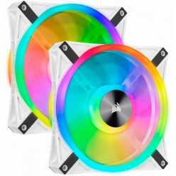   Corsair iCUE QL140 RGB PWM White Dual Fan Kit with Lighting Node CORE