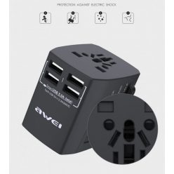 AWEI C-36 4xUSB Travel adapter Black