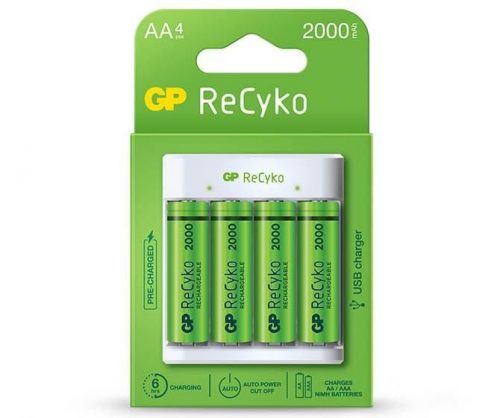 GP ReCyko Eco E411 akkutöltő  + 4×AA GP ReCyko 2000