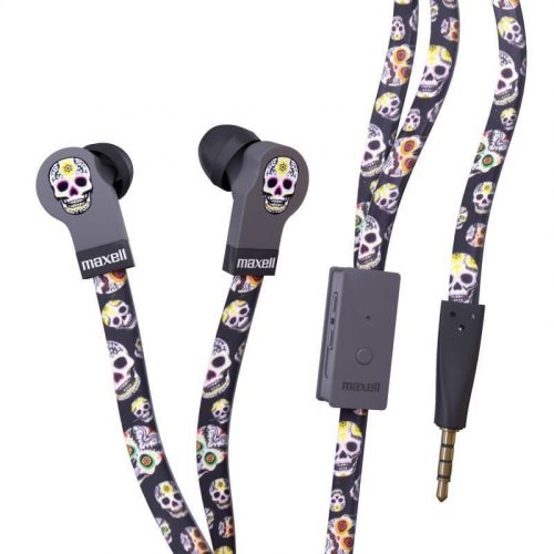 Maxell MXSEFWS Flat Wire Earphone Skull