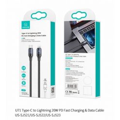   Usams U71 Type-C to Lightning 20W PD Fast Charging & Data Cable 2m Black