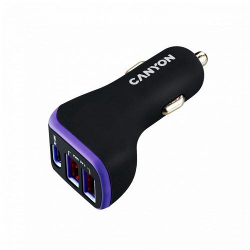 Canyon CNE-CCA08PU Triple USB Car Charger 18W Black/Purple