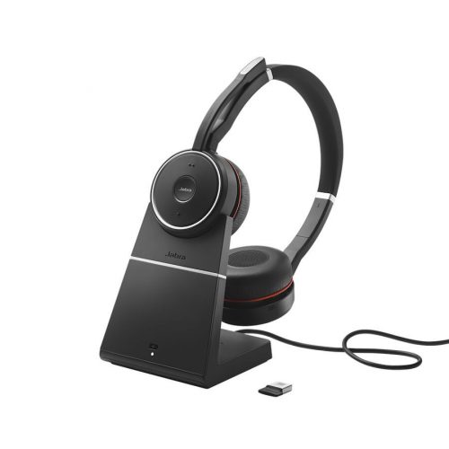 Jabra Evolve 75 SE UC Stereo Bluetooth Headset with Link 380 + Charging Stand Black