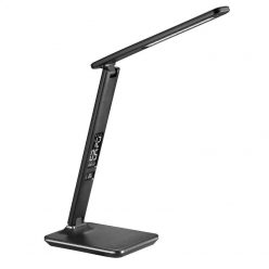   Platinet Desk Lamp 14W + LCD with Clock and Temperature + USB Charger Black