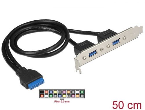 DeLock Slot bracket 1 x 19 pin USB 3.0 pin header female internal > 2x USB 3.0 Type-A female external