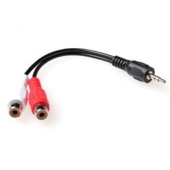   ACT 0.15 meter audio connection cable 1x 3,5 mmm jack male naar 1x 3.5mm stereo jack male - 2x RCA female