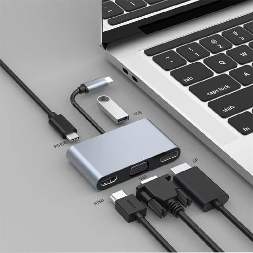 BlackBird 5in1 Dokkoló USB-C - USB, PD, HDMI, VGA, DP