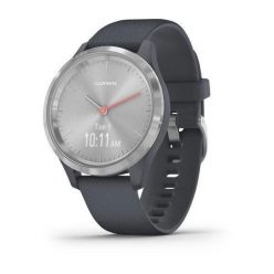   Garmin Vivomove 3S Silver Stainless Steel Bezel with Granite Blue Case and Silicone Band