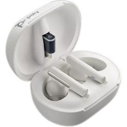   Poly Plantronics Voyager Free 60+ UC Touchscreen Charge Case USB-C Teams Bluetooth Headset White Sand