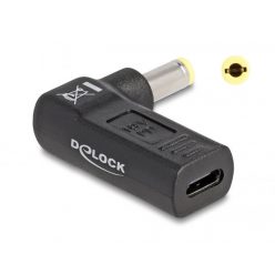   DeLock Adapter for Laptop Charging Cable USB Type-C™ female to 5.5 x 2.5 mm male 90° angled Black