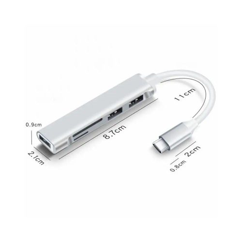 BlackBird USB 3.0 Type-c multiport hub 5in1 3xUSB3.0, SD, TF, Silver