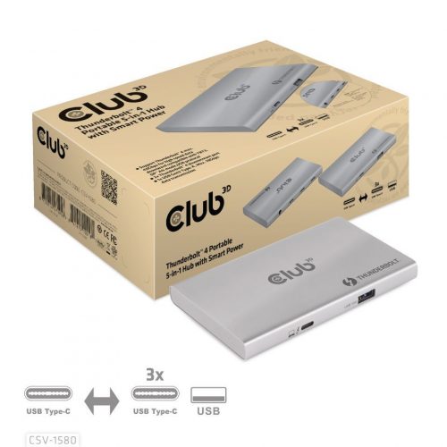 Club3D ADA Club3D Thunderbolt™4 Portable 5-in-1 Hub with Smart Power