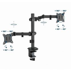   Gembird MA-D2-03 Adjustable desk mounted double monitor arm 17”-32” Black