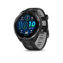   Garmin Forerunner 965 Carbon Grey DLC Titanium Bezel with Black Case and Black/Powder Grey Silicone Band