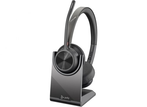 Poly Plantronics Voyager 4320 USB-C Bluetooth Headset +BT700 dongle +Charging Stand Black