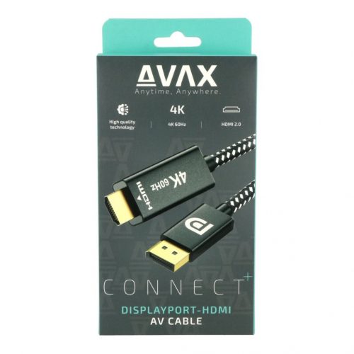 Avax AV601 Displayport - HDMI 2.0 4K/60Hz AV 2m Cable Black