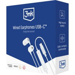 3mk Wired Earphones USB-C Headset White