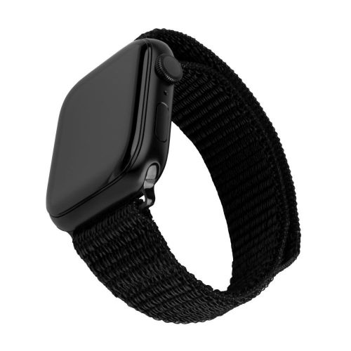 FIXED nylon sportos óraszíj Apple Watch 38/40/41mm-es okosórához, fekete, FIXNST2-436-BK