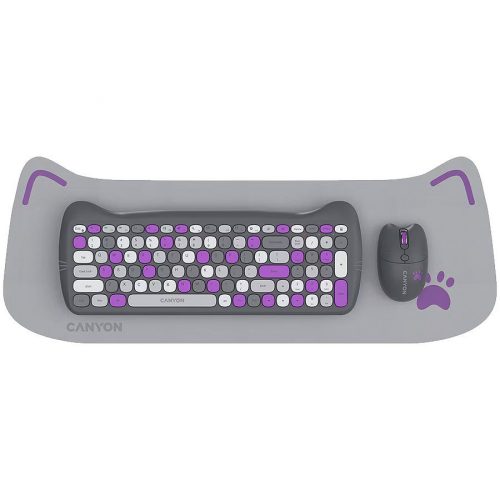 Canyon HSET-W6 Wireless Keyboard Kitty Edition Violet HU