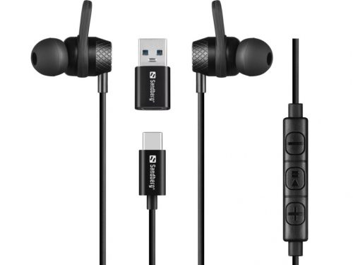 Sandberg USB-C/A In-Earset With Line-Mic Black