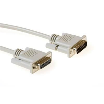 ACT Serial 1:1 connection cable 15 pin D-sub male to 15 pin D-sub female 1,8m Ivory