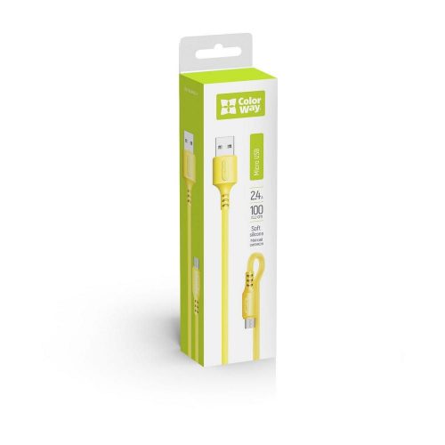 ColorWay USB to MicroUSB (soft silicone) 2.4A 1m Yellow